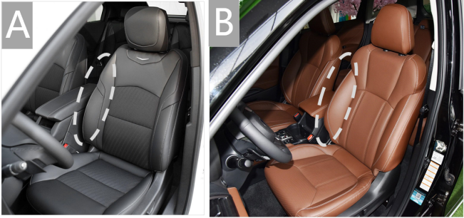 图4. 不同车辆座椅的侧面角度设计