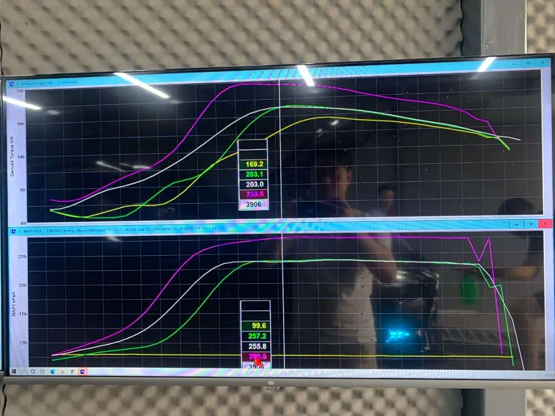 此图为92油品、95油品原厂与一阶段的数据轮上扭矩对比图