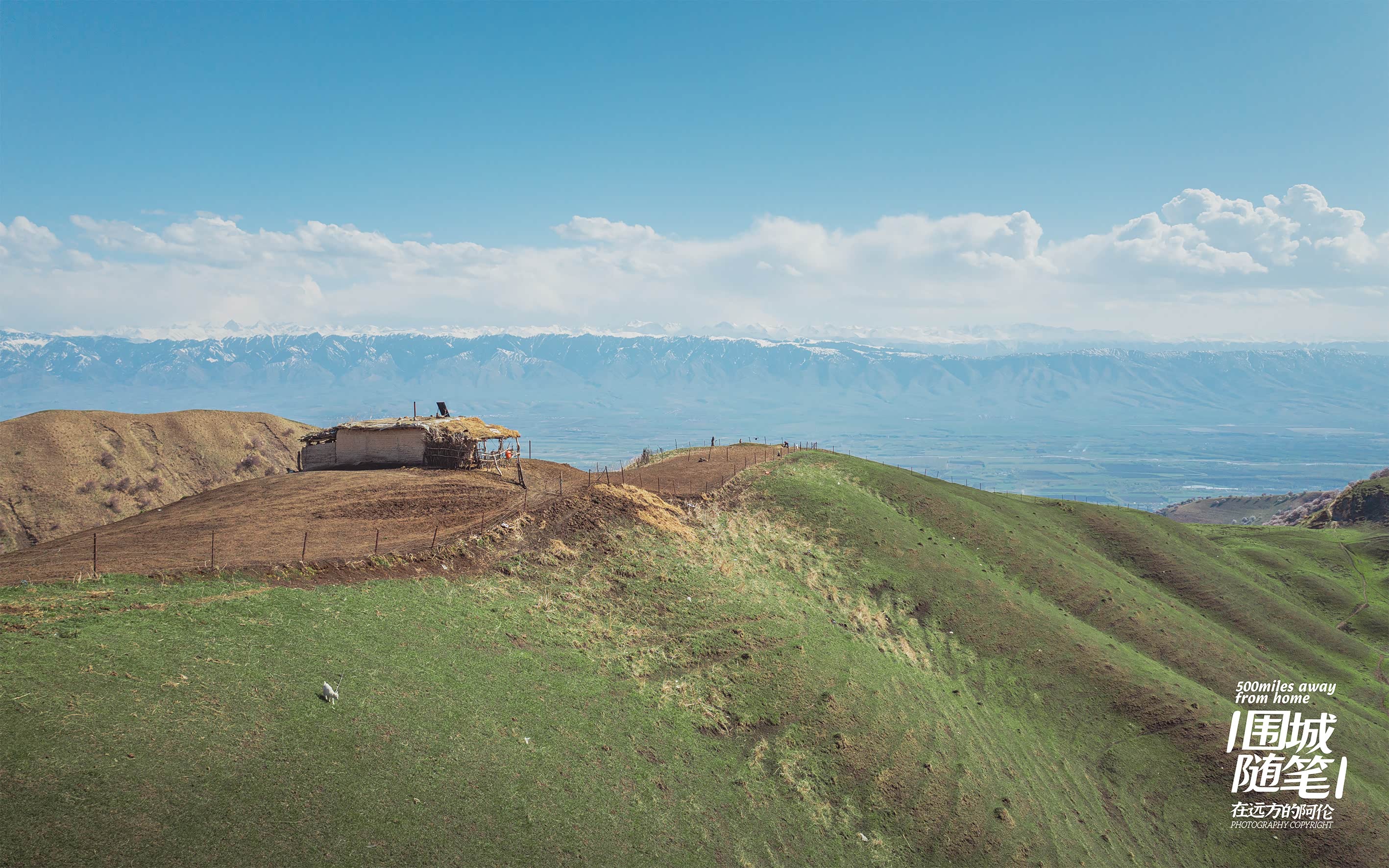 山脊上牧民的家
早上一出家门一看，这风景简直就是无敌
