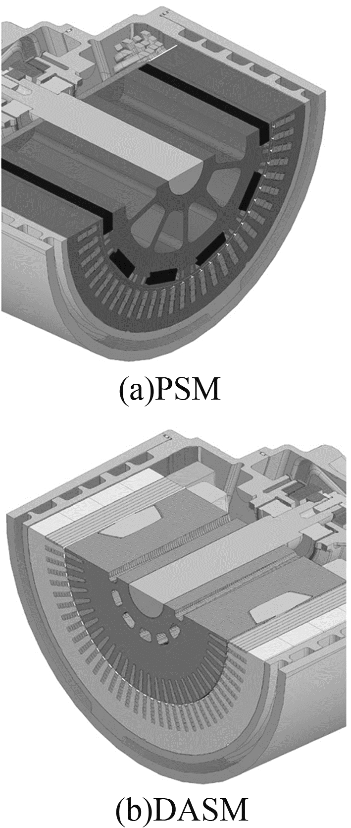图5 PSM(a)和DASM(b)剖视图