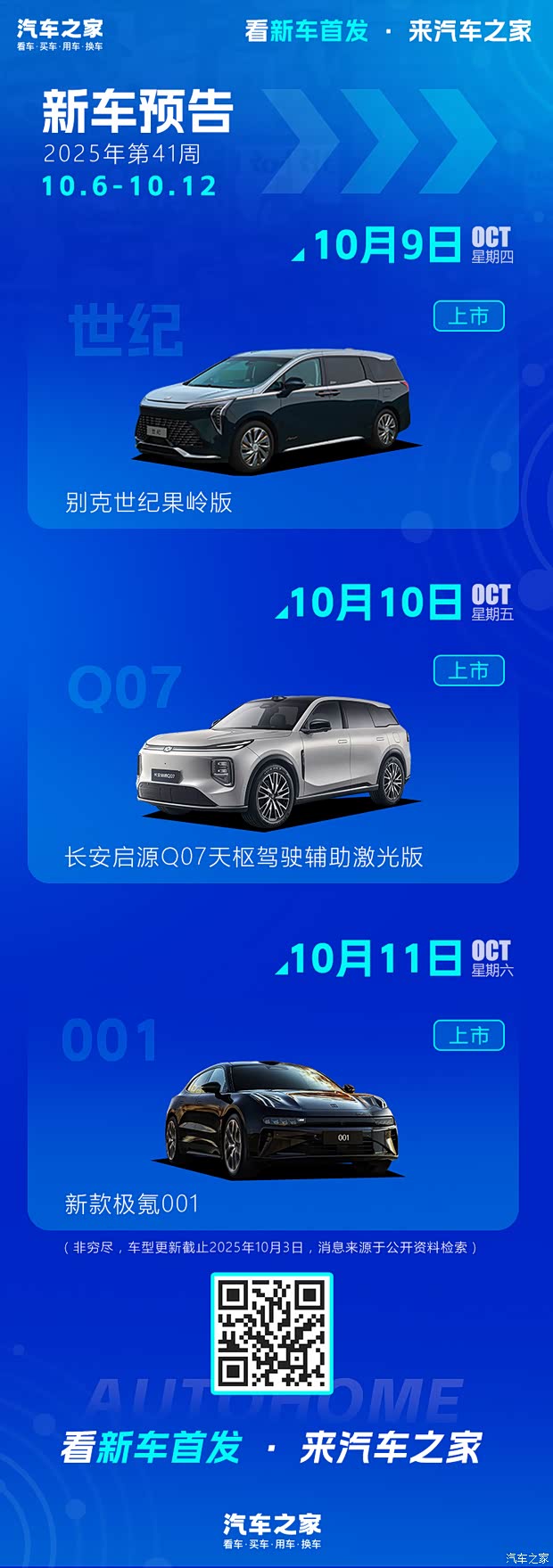 新款极氪001/别克世纪果岭版 2025年第41周(10.6-10.1