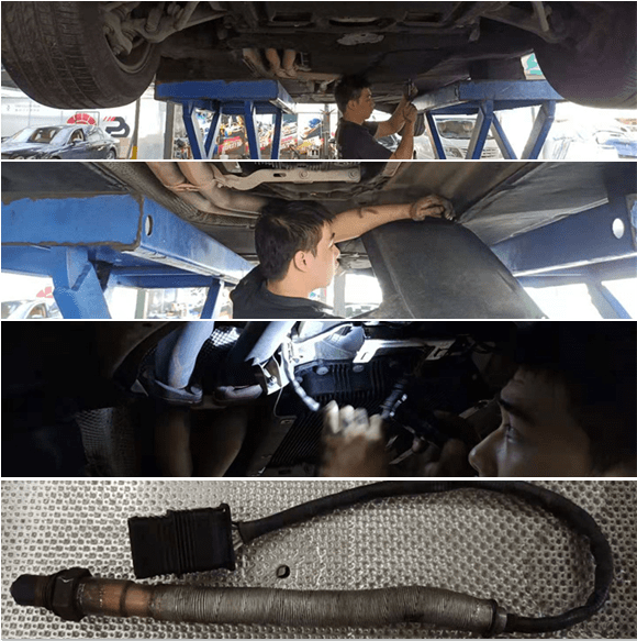 维修师傅正在更换宝马7系氧传感器