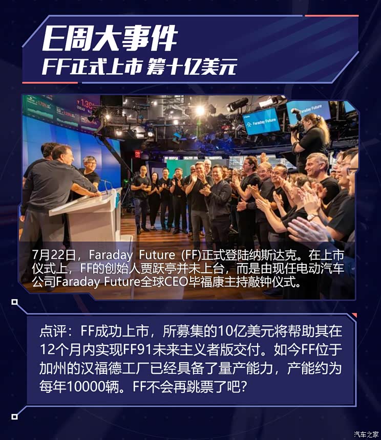E周见|车企捐赠超3亿元/FF迎来上市