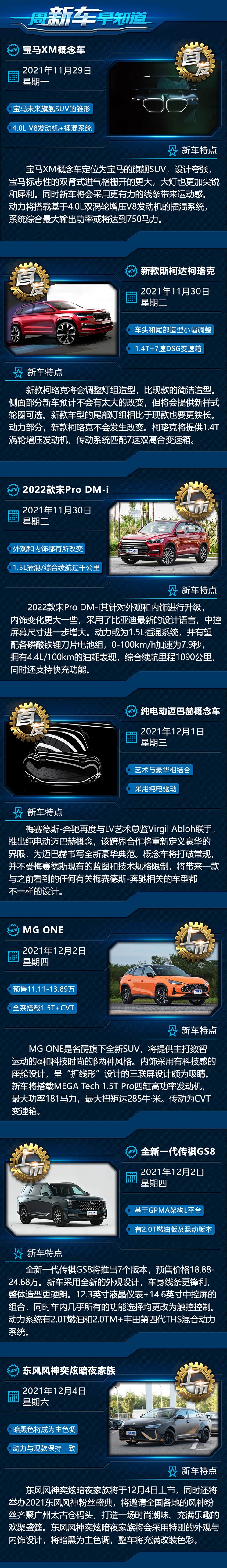 换代传祺GS8/MG ONE等 一周新车早知道