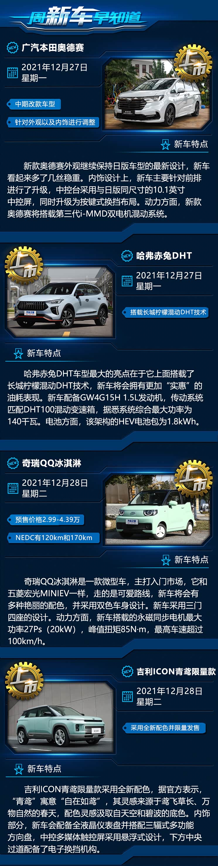 本田奥德赛/艾力绅等 一周新车早知道