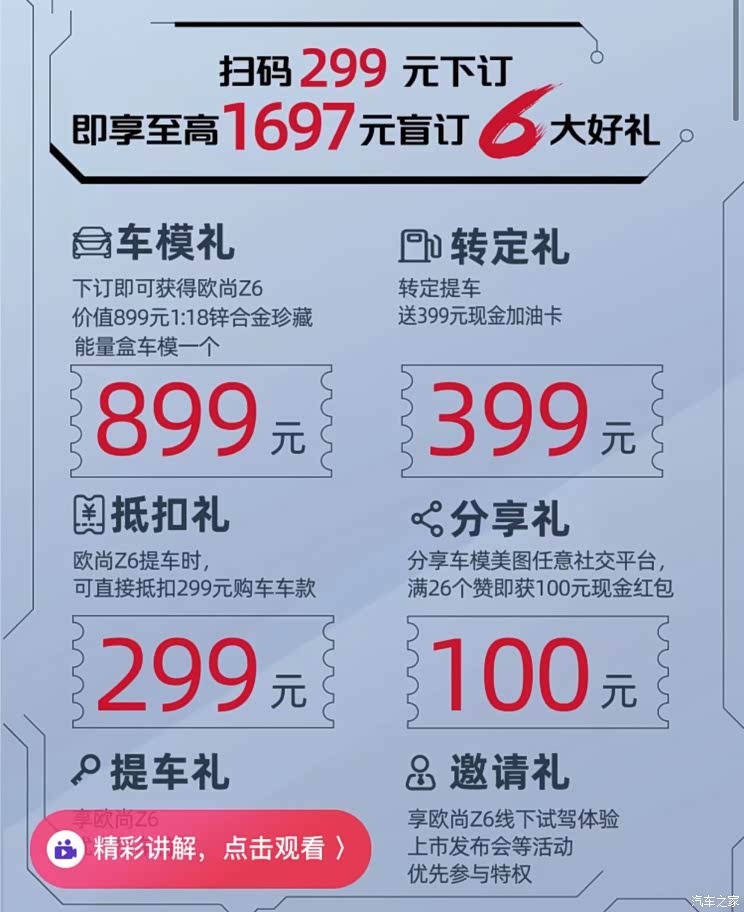 299元即可下订 长安欧尚Z6正式开启盲订