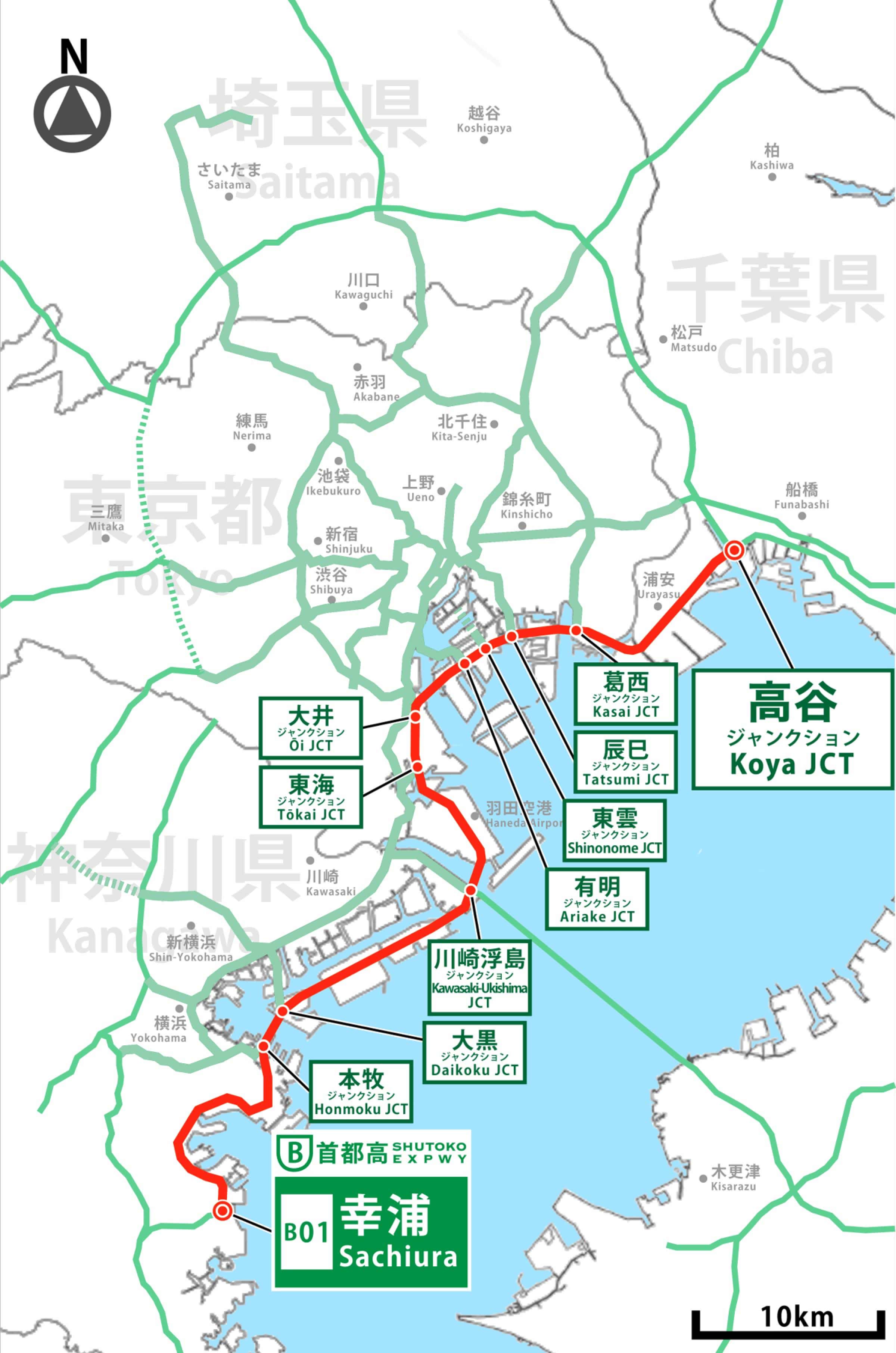 首都高湾岸线的最高限速是60~80km/h
