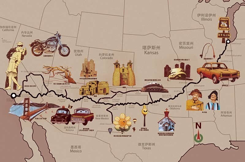 66号公路线路图【图片来自网络】