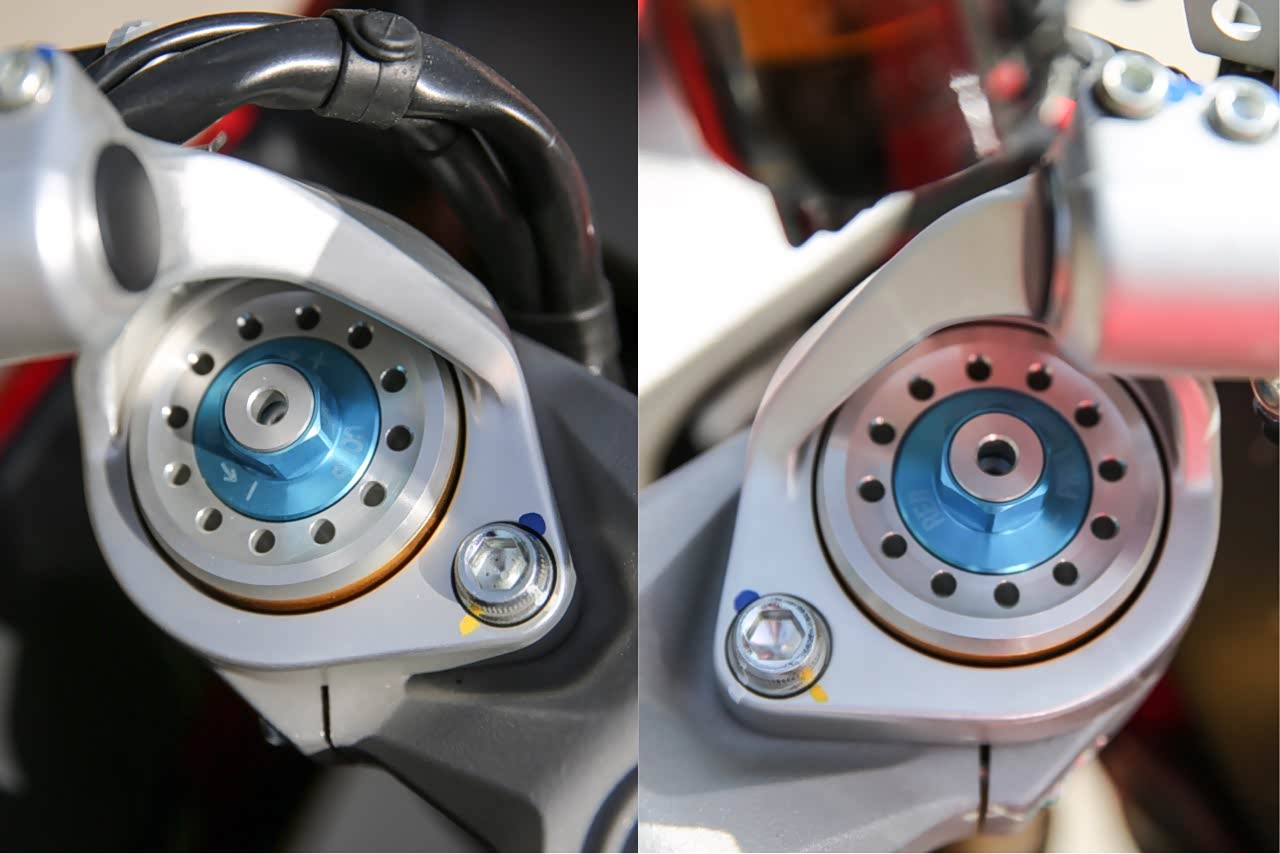 Öhlins（欧林斯）避震器顶端具备压缩阻尼、回弹阻尼调节功能