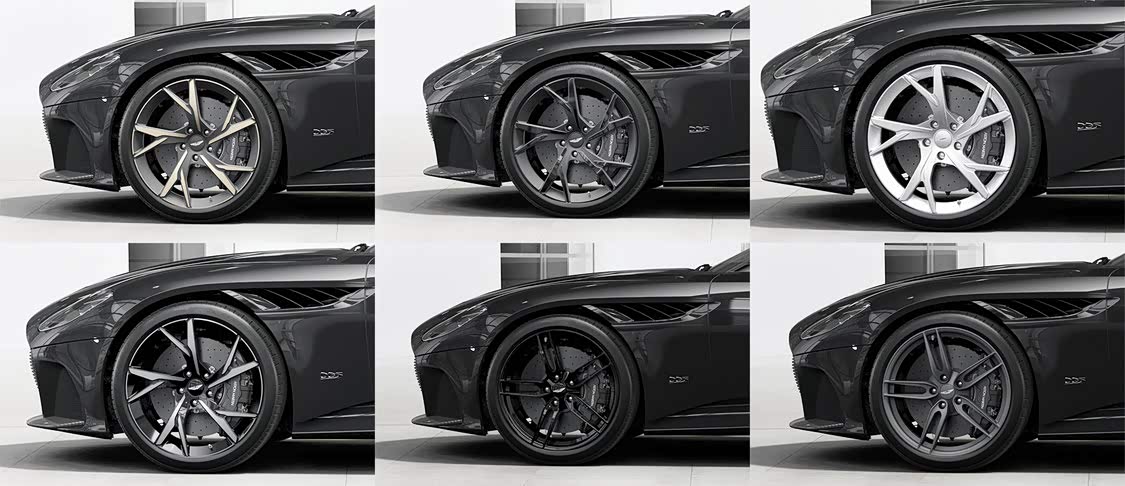 提供的六种轮毂其实样式只有两种，仅在配色上做区分，全部为 21 寸，刹车卡钳提供 10 种配色