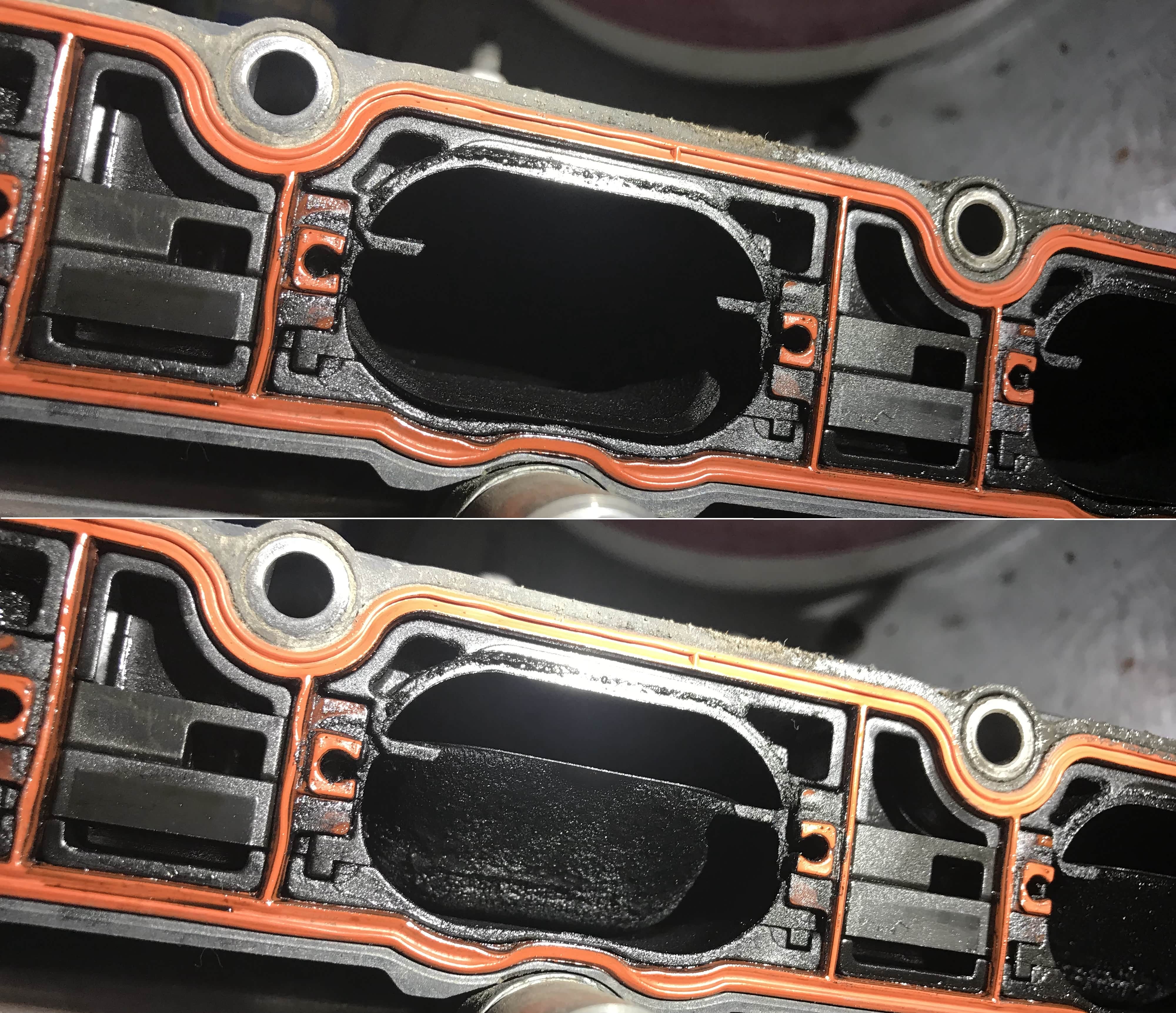 ▲进气翻板的原理其实很简单 上：高转时  下：低转时

缩小进气道直径 加快气流的速度