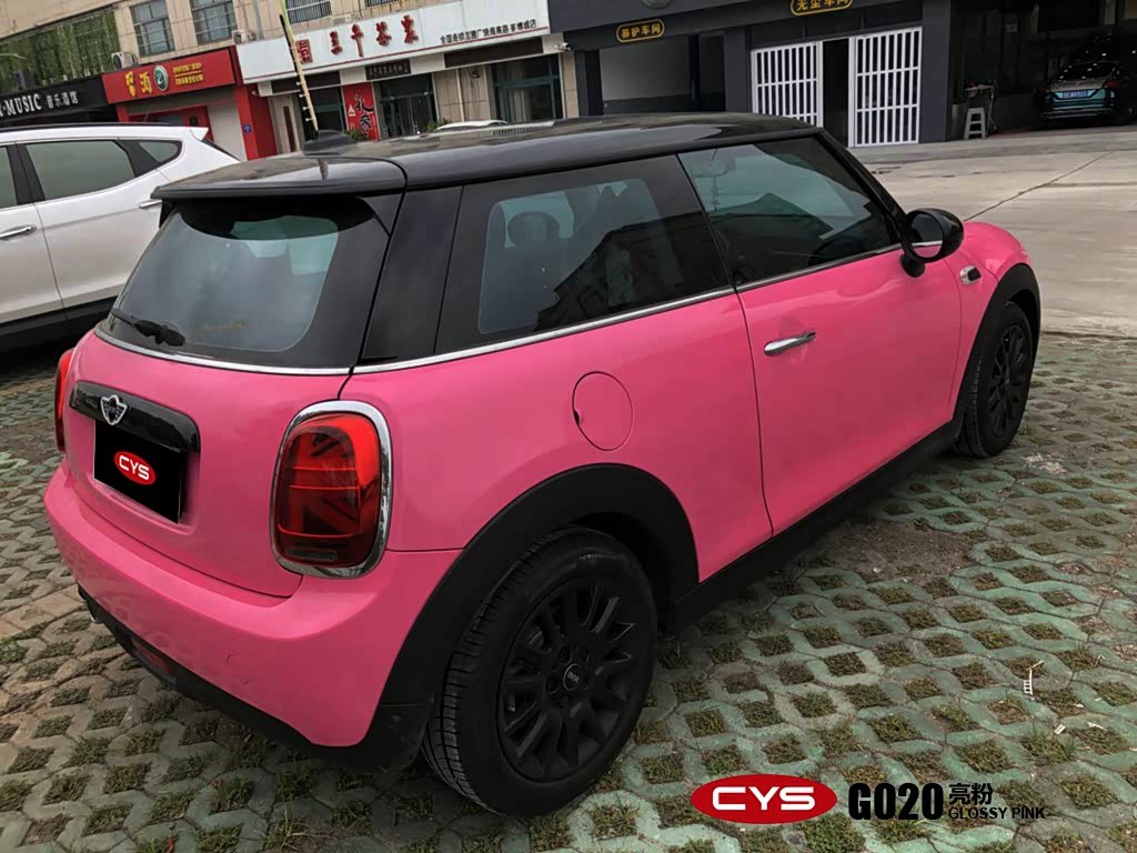 minicooper新乡改色膜CYS车衣裳亮粉车身改色贴膜新金泰案例施工效果图