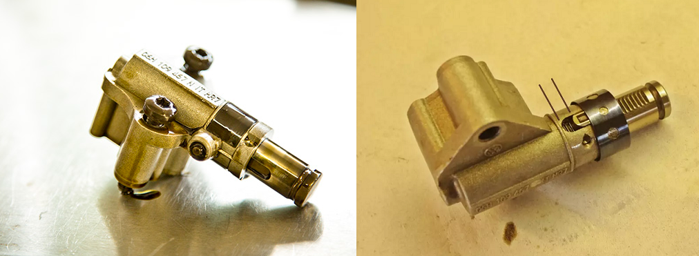 ▲左：链条张紧器 右：取出钢环