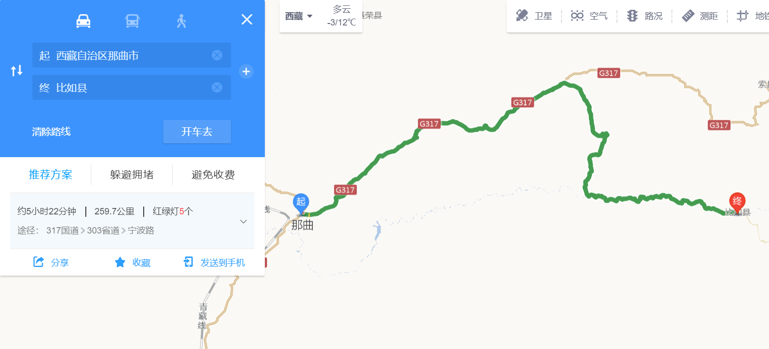 比如县距那曲地区259公里