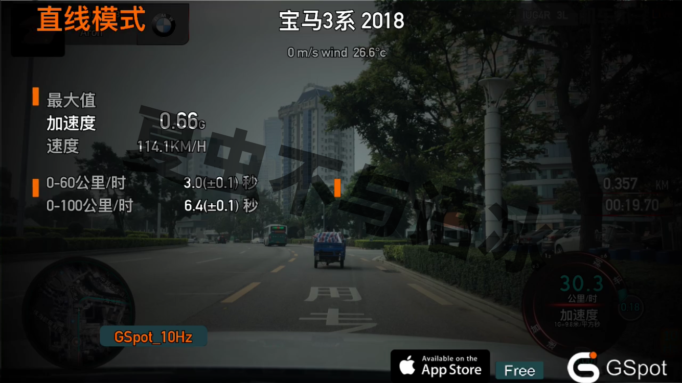 最大加速度达到了0.66G，车内测试过程中推背感显著