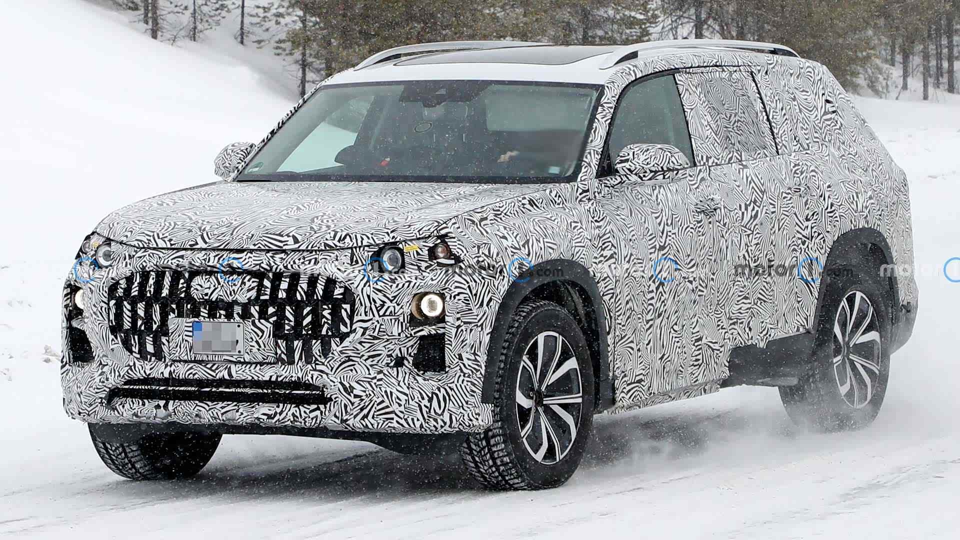 奥迪q9冬季测试谍照曝光 尺寸大于添越