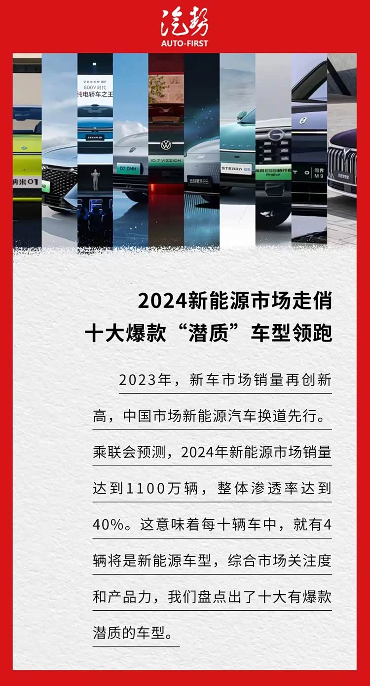 2024年有望成为爆款的10款新能源车，你知道是哪些吗？|汽势焦点