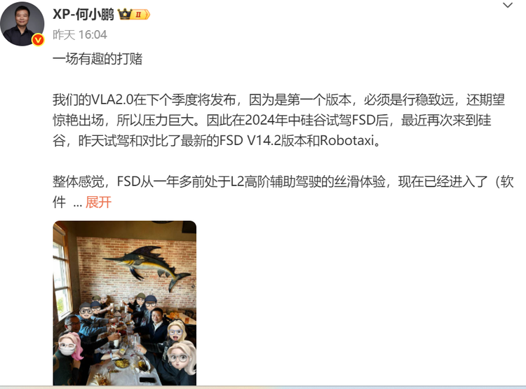“裸奔赌约”已下，小鹏VLA要在9个月内追上特斯拉FSD_车 …