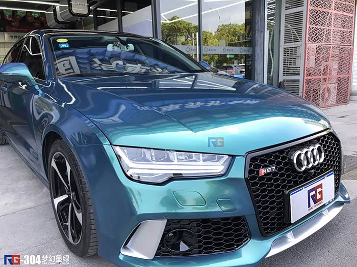 奥迪a7车身改色梦幻墨绿案例