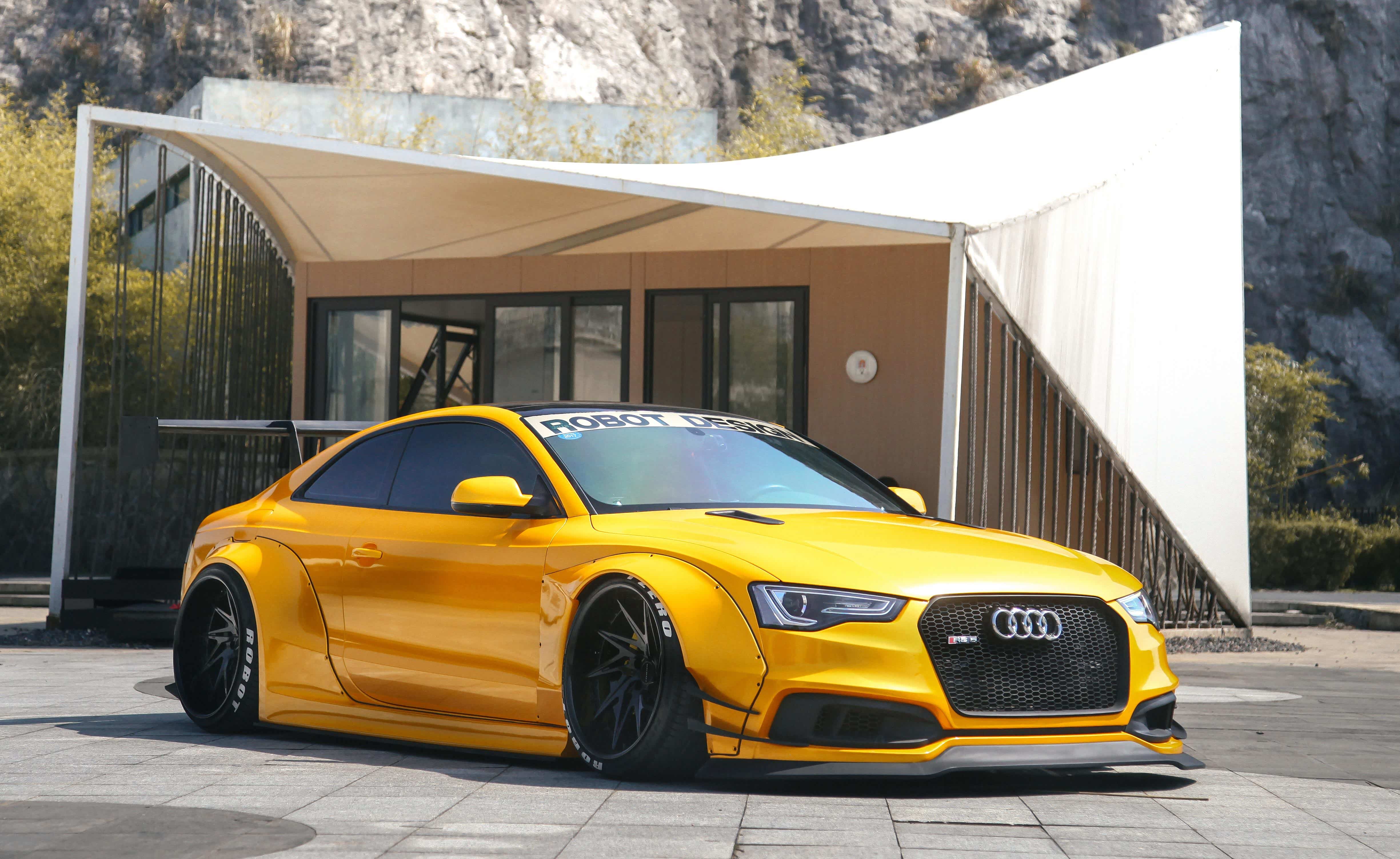 两年折腾20万改装一辆车,最终打造成又黄又宽的奥迪a5大王!