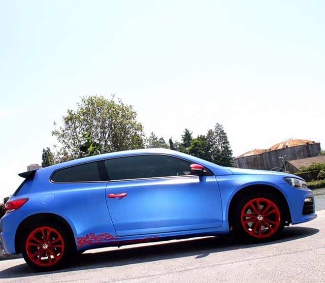 大众尚酷20t全车法国进口hexis拉丝蓝车身改色贴膜效果图