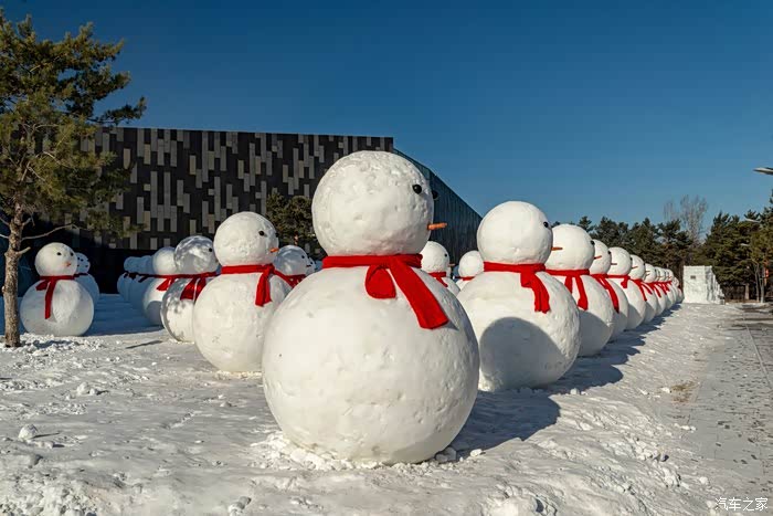冬季的北方的雪人装点着这个寂寞的城市.