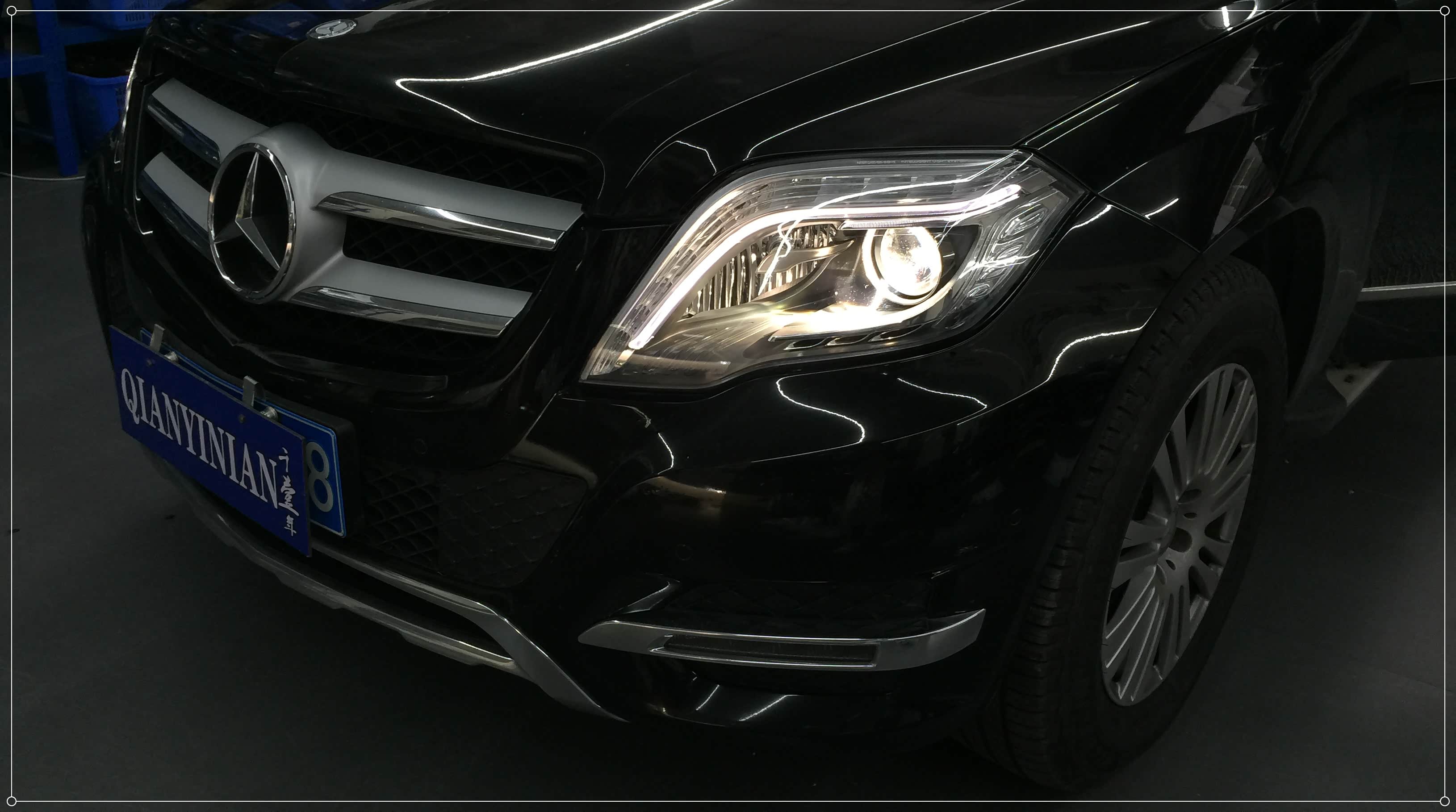 奔驰glk200260卤素灯改装升级氙气大灯