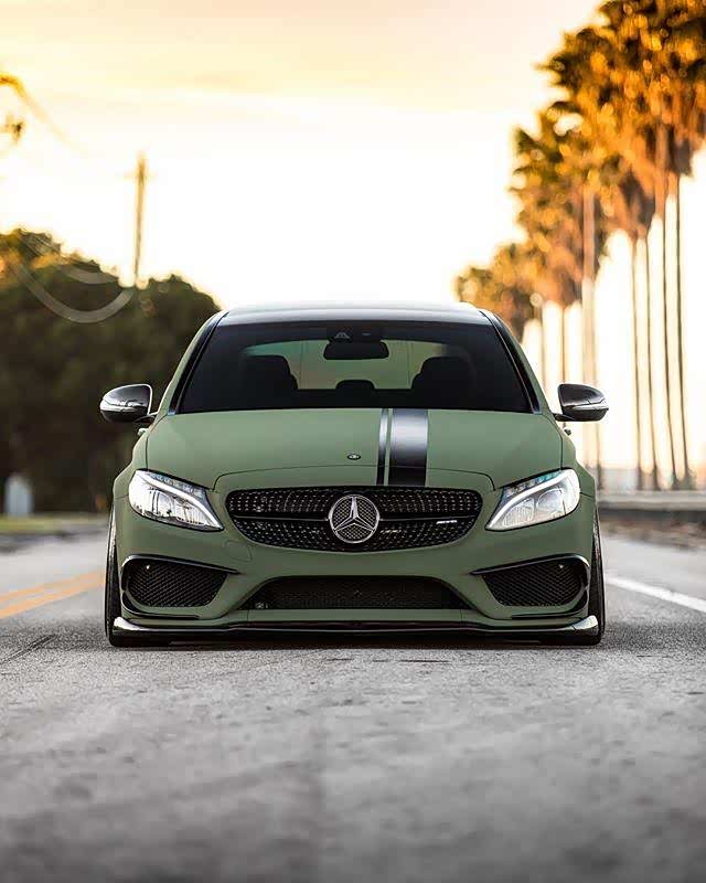 车上带点绿生活过得去军绿色梅赛德斯amgc43改装案例